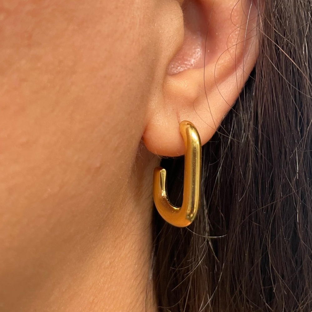 Gold plated geometric hoop earrings
